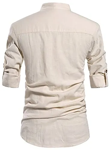 NITAGUT Men's Linen Beach Shirt