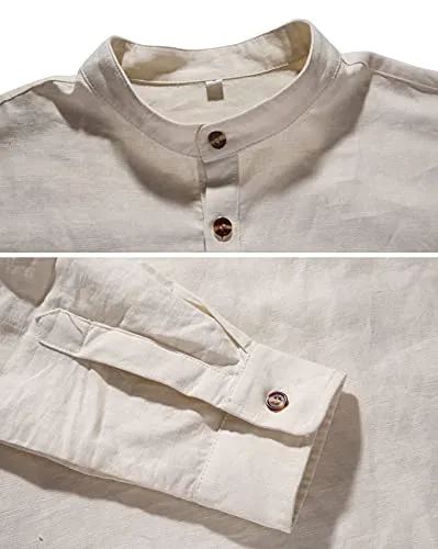 NITAGUT Men's Linen Beach Shirt