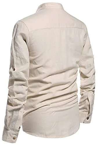 NITAGUT Men's Linen Beach Shirt