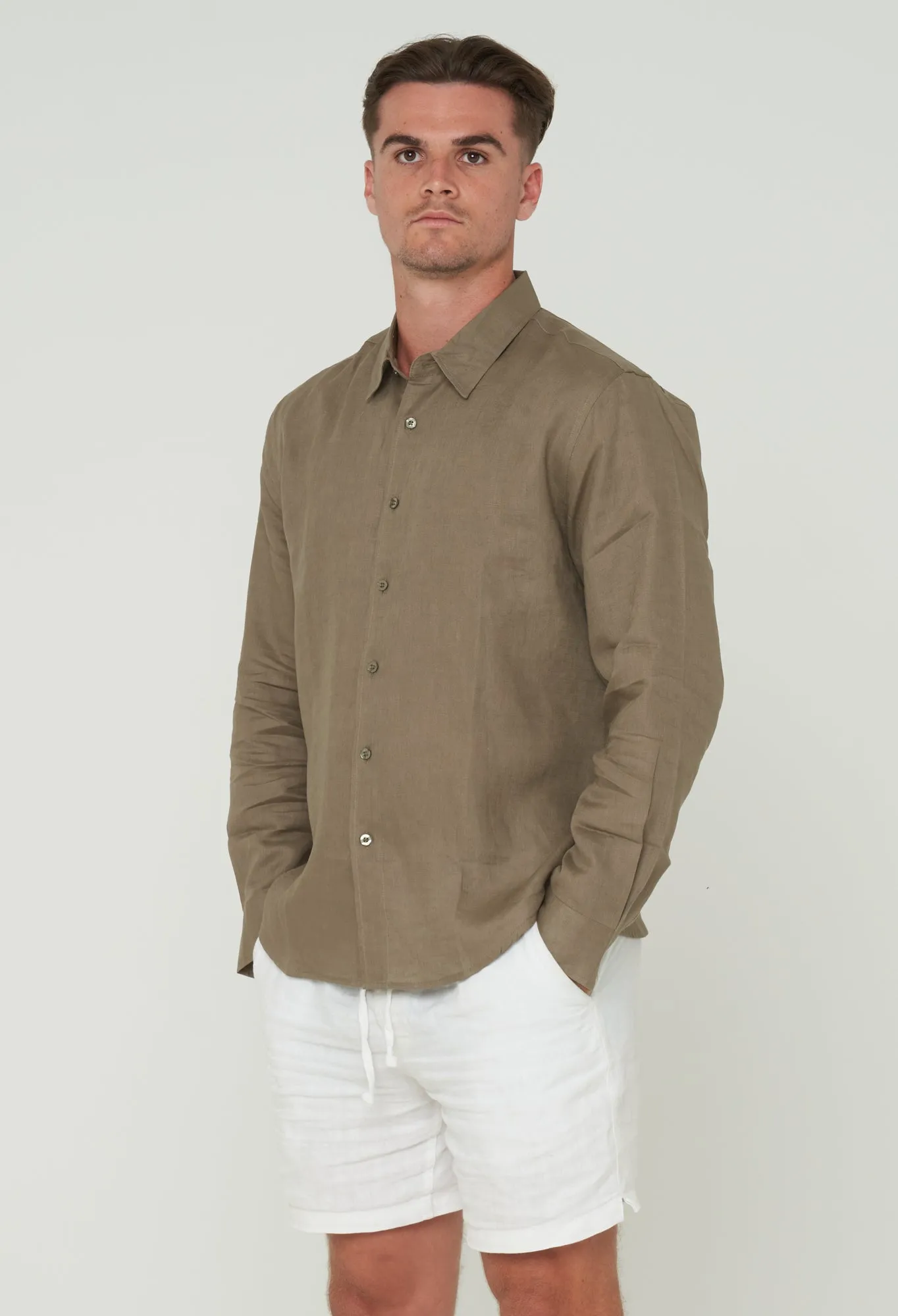 NL Linen Shirt Army Green
