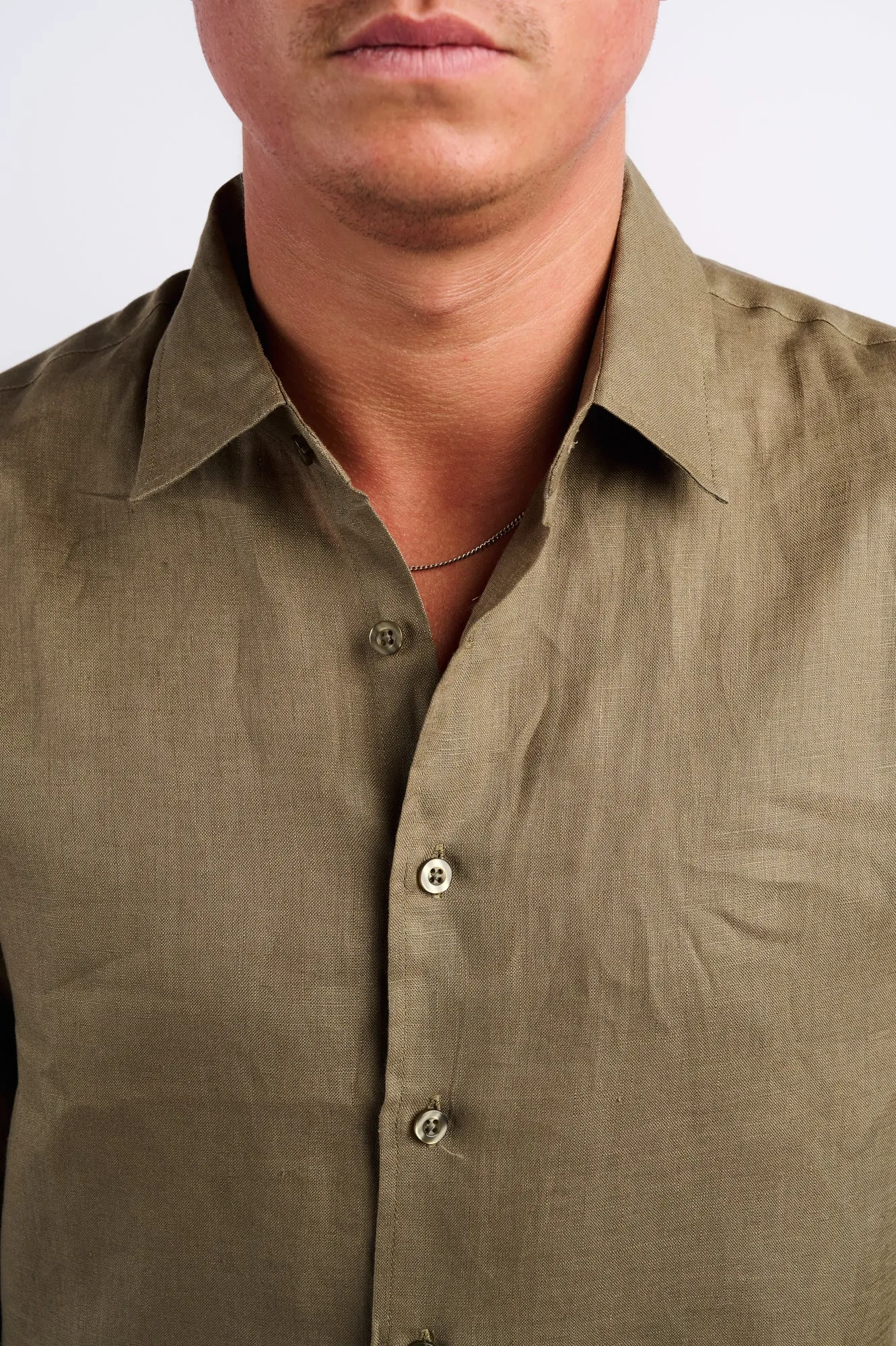 NL Linen Shirt Army Green