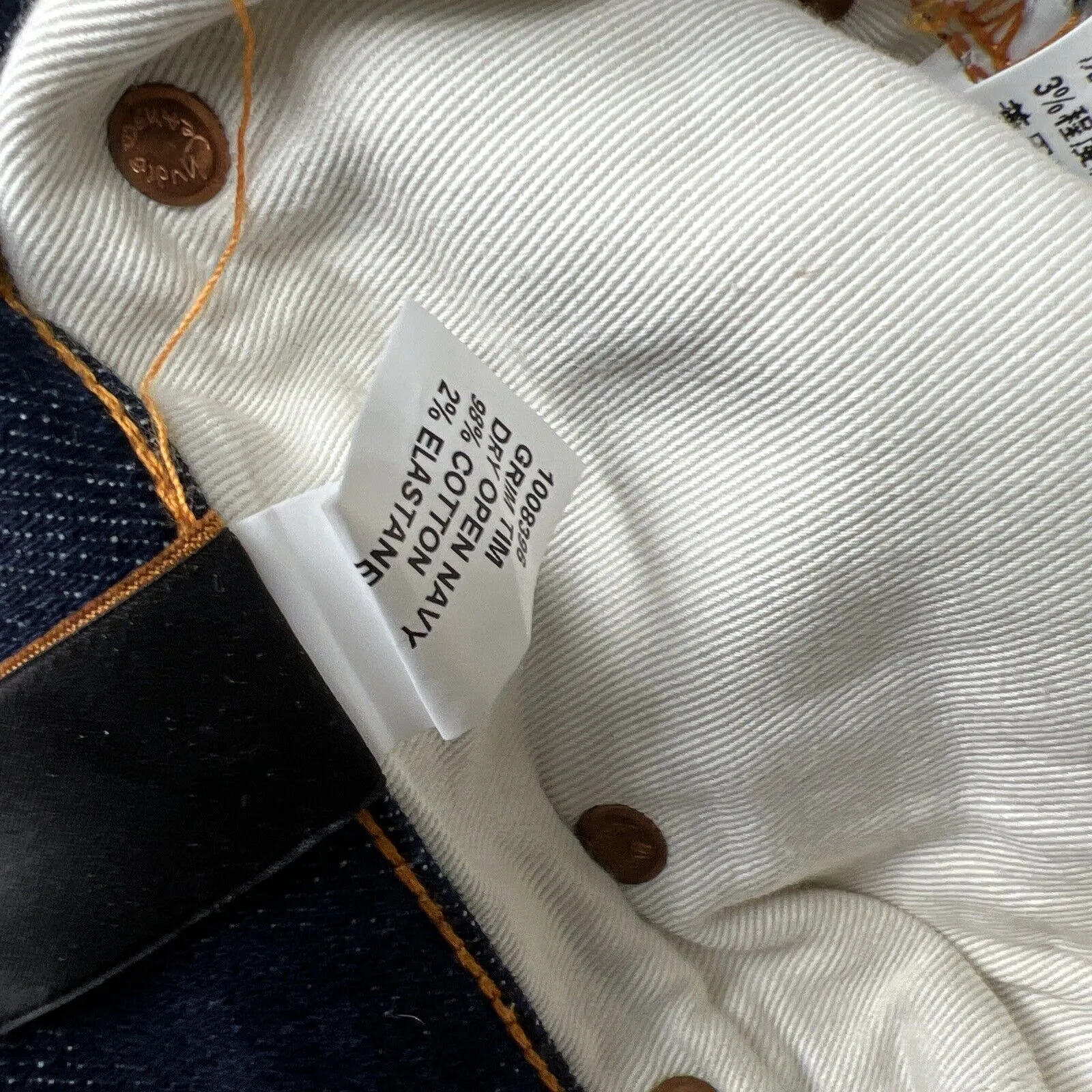 Nudie Jeans Co. Dark Blue Slim Jeans 'Dry Open Navy' Size 34 X 34