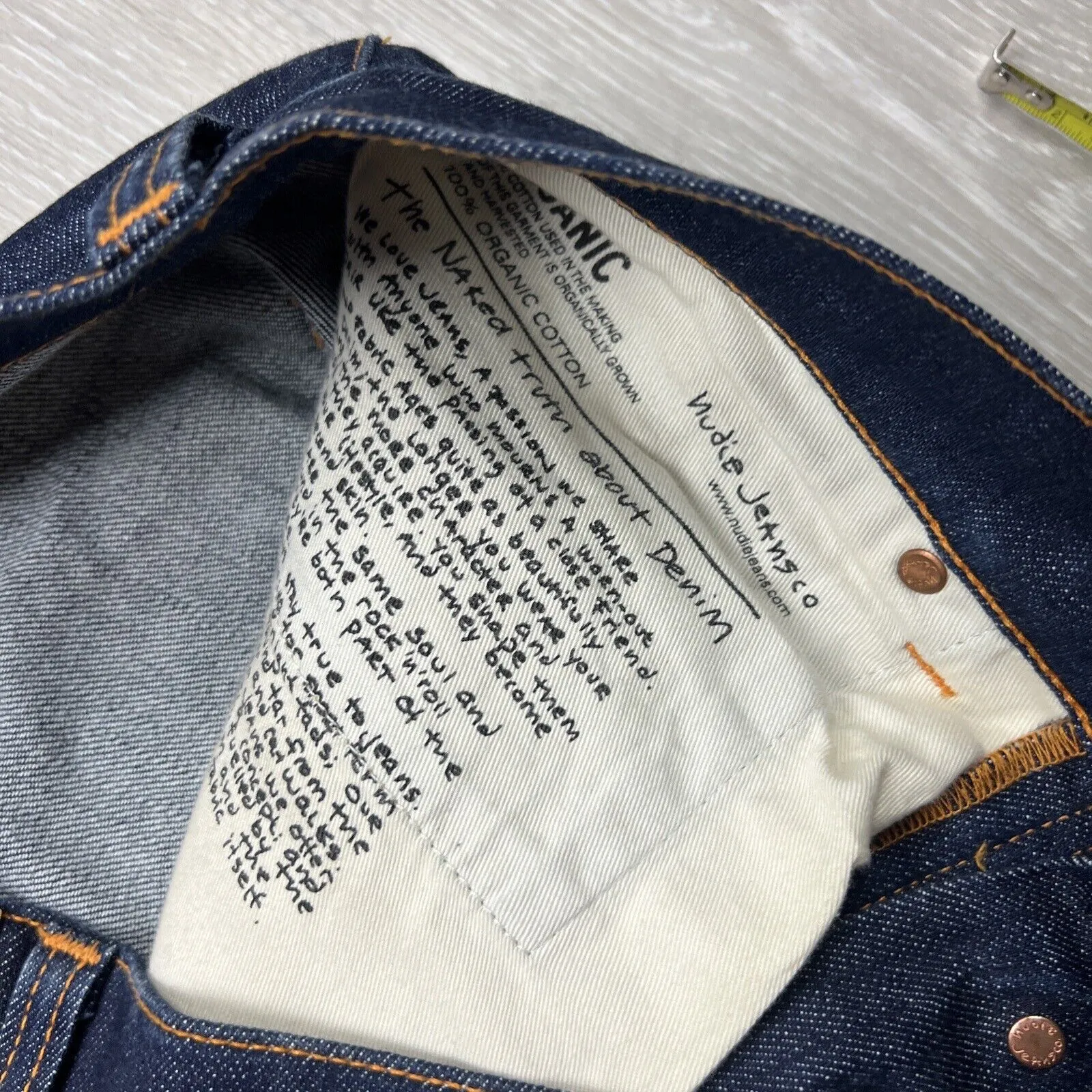 Nudie Jeans Co. Dark Blue Slim Jeans 'Dry Open Navy' Size 34 X 34