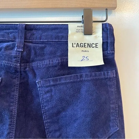 NWT L'AGENCE Marguerite Velvet High Rise Skinny Jeans in Star Blue 25