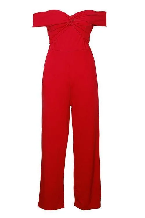 Off Shoulder Knot Jumpsuit