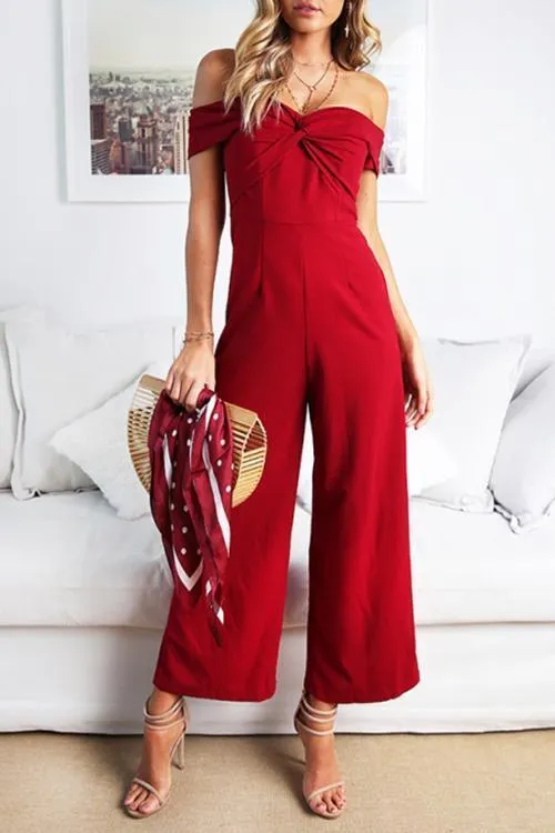 Off Shoulder Knot Jumpsuit