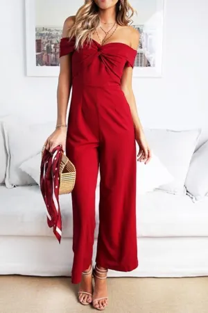 Off Shoulder Knot Jumpsuit