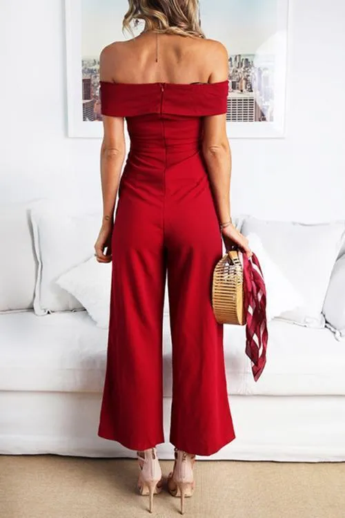 Off Shoulder Knot Jumpsuit