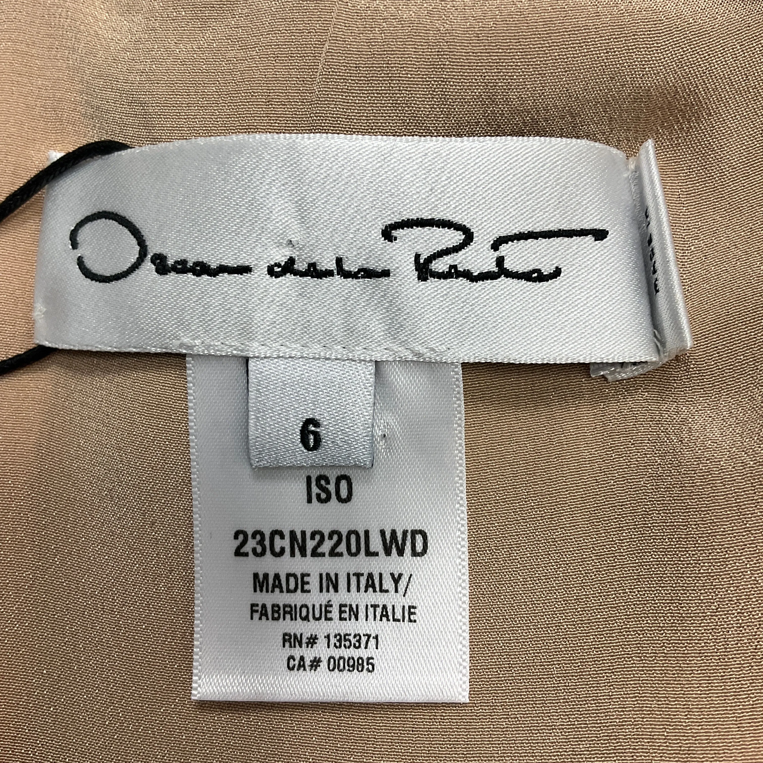 Oscar de la Renta Blue / Beige Lattice Denim Silk-Lined Shift Dress