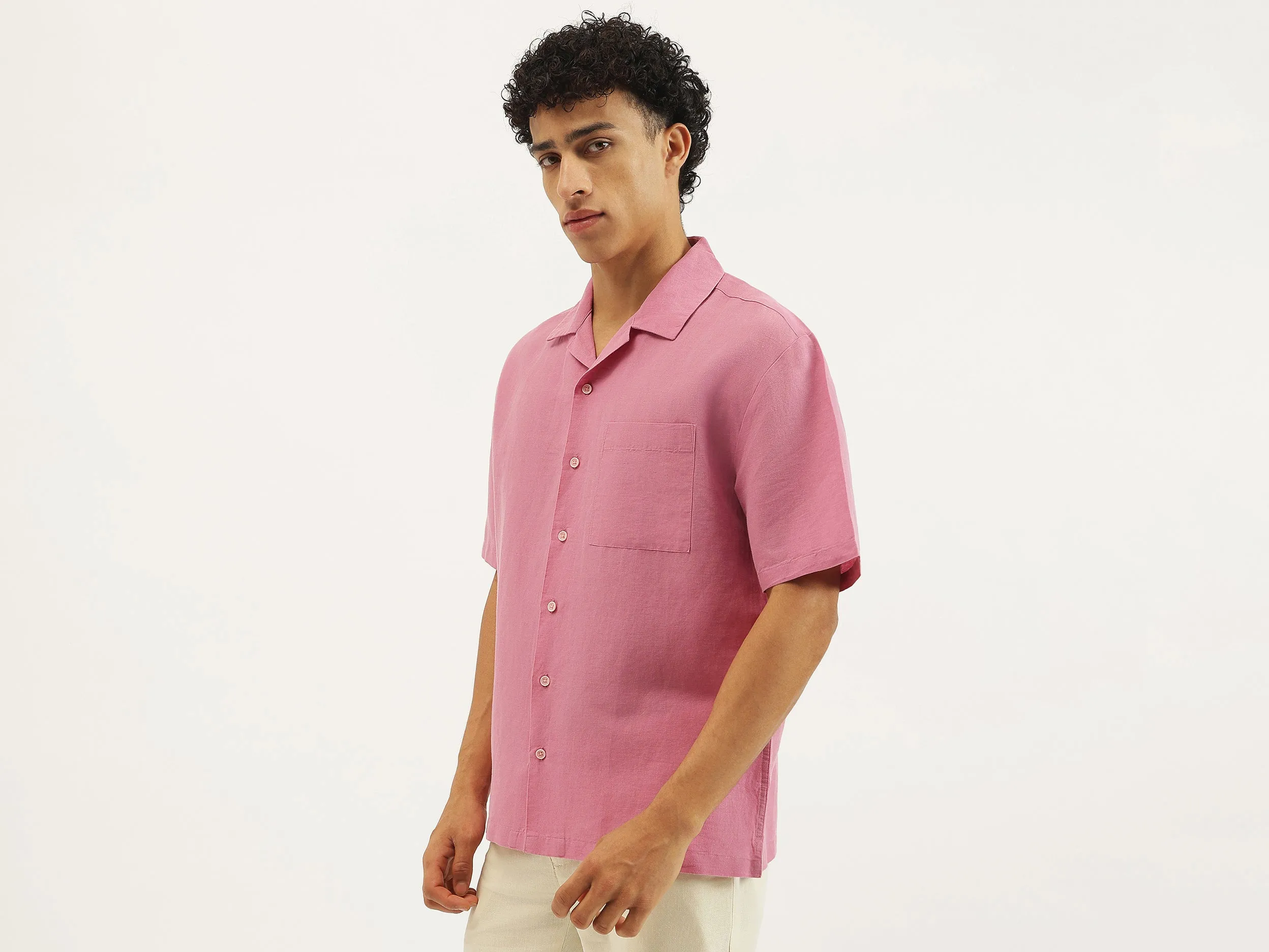 Oversized Fit Resort Collar Solid Shirt