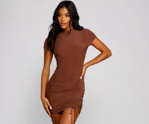 Own That Ruched Charming Tie Bodycon Dress