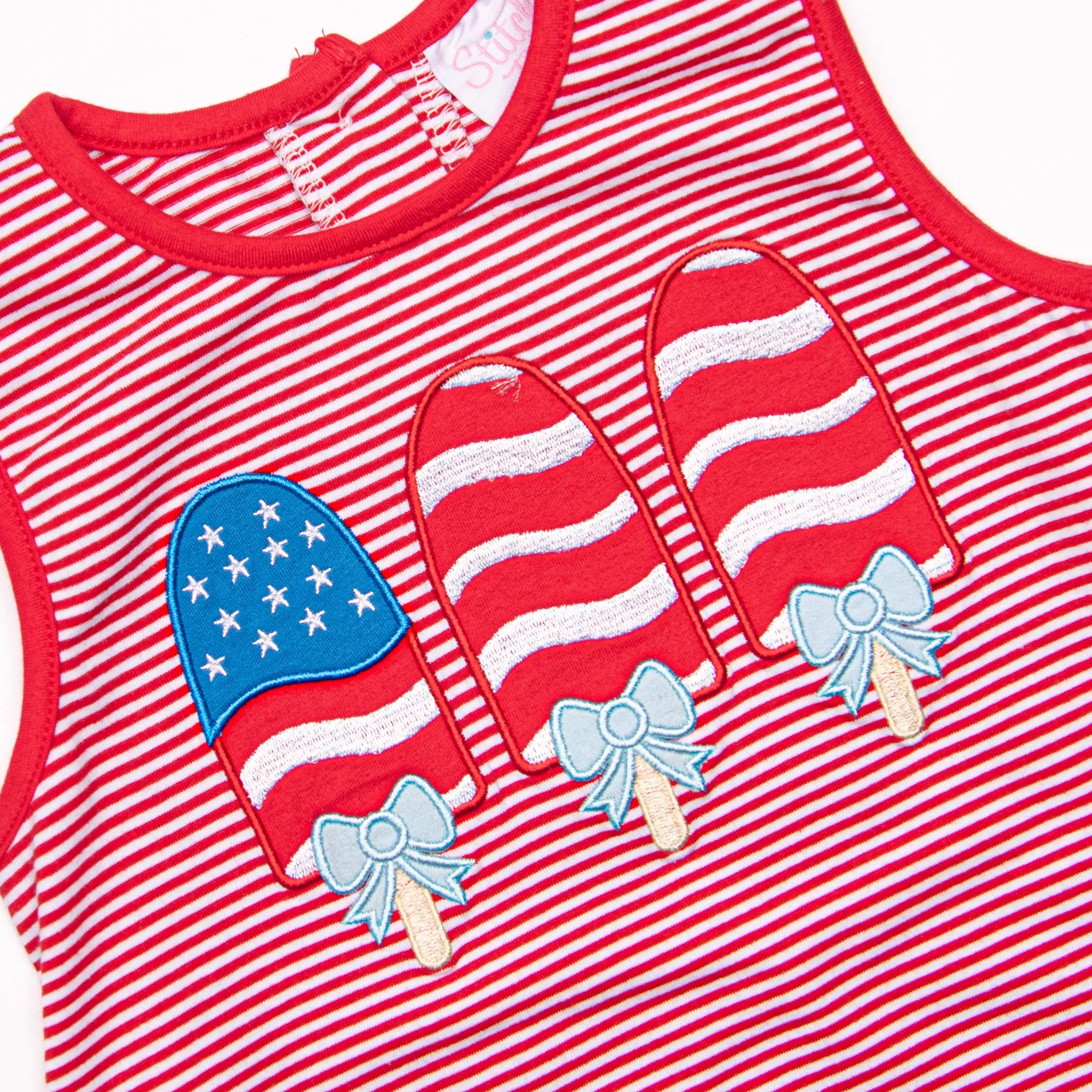 Patriotic Pops Applique Dress, Red