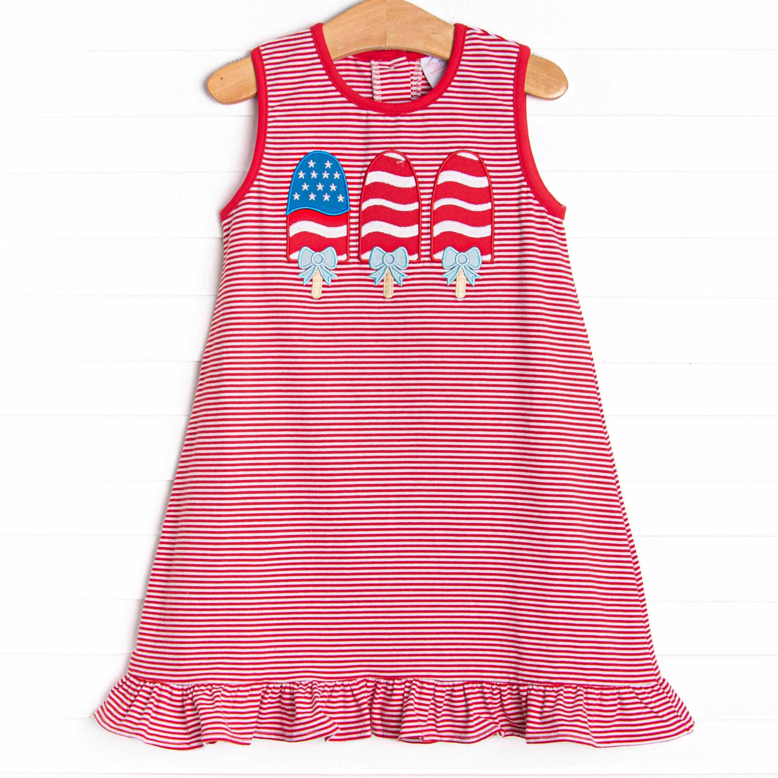 Patriotic Pops Applique Dress, Red
