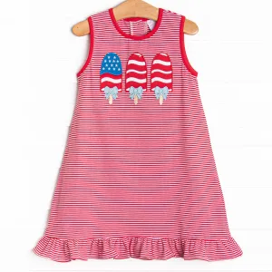 Patriotic Pops Applique Dress, Red