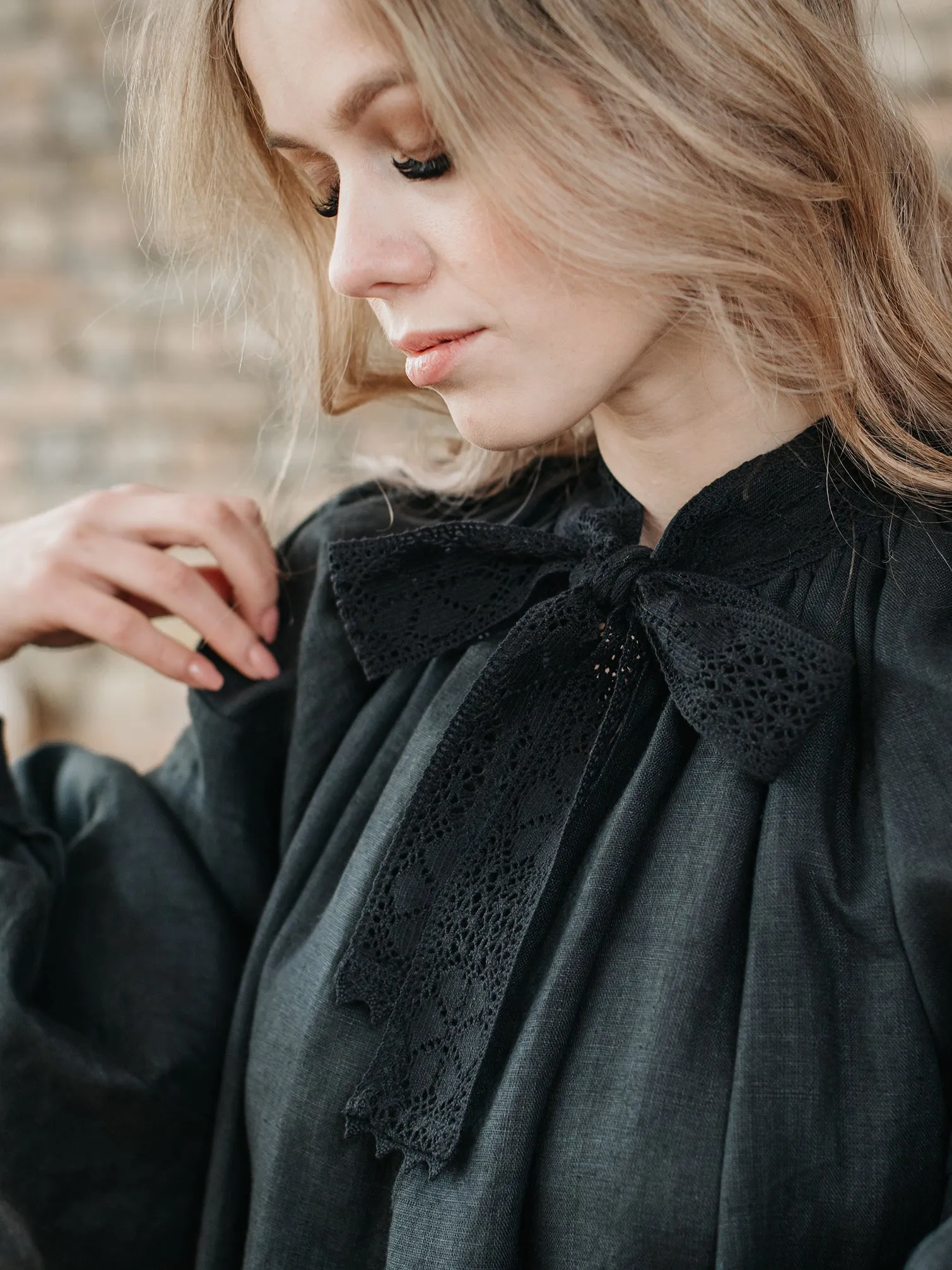 Piebalga Gown in Black Linen