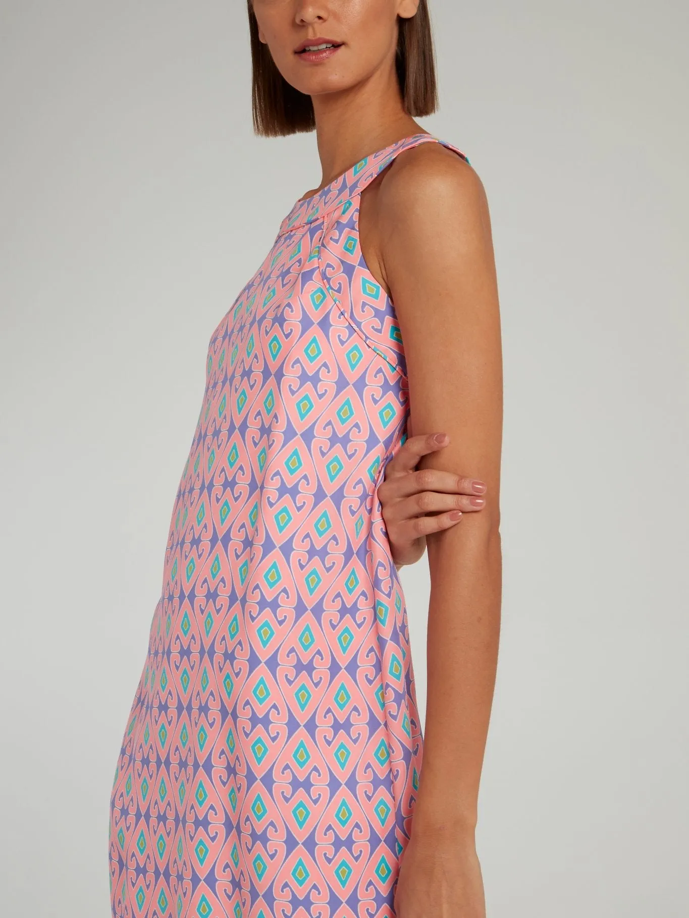 Pink Back Keyhole Silk Shift Dress