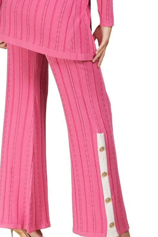 Pink cable knit two-piece set