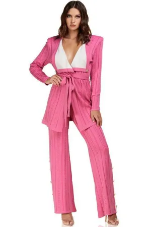 Pink cable knit two-piece set