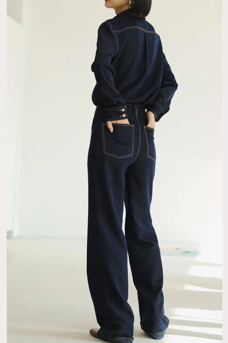 PK0479 Wide Leg Denim Pants