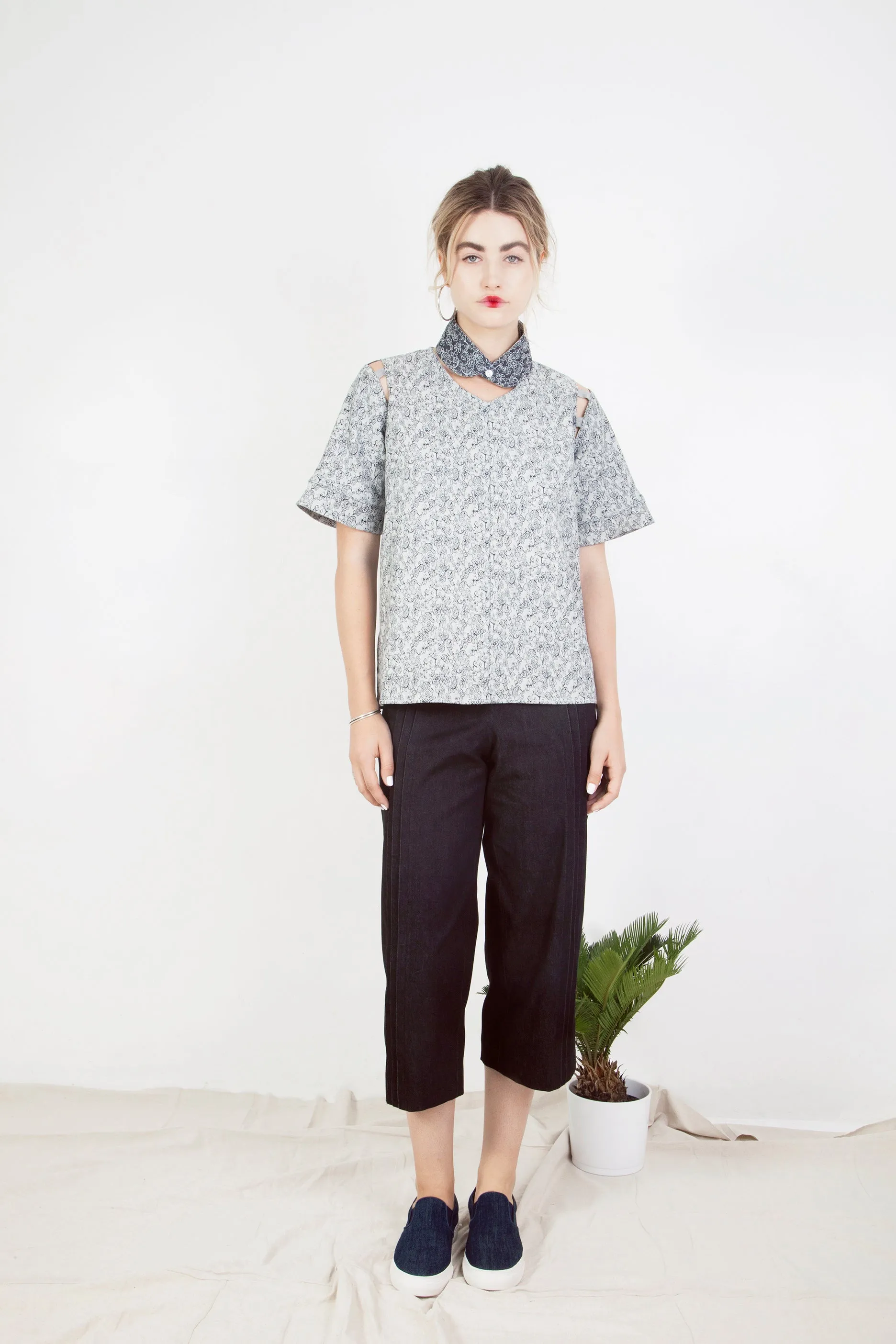 Pleated Denim Culottes