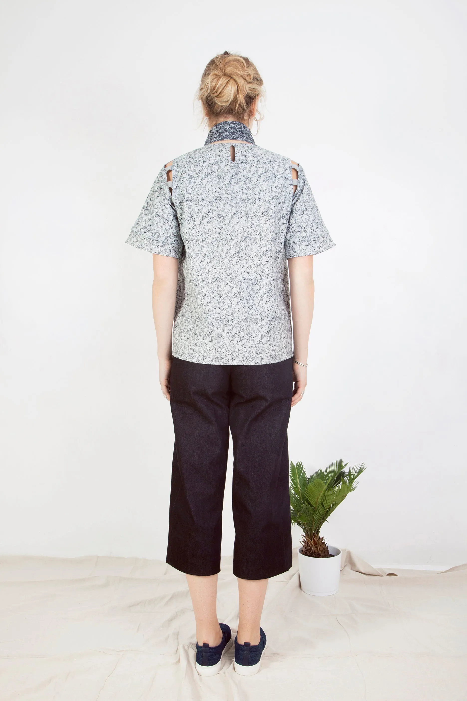 Pleated Denim Culottes