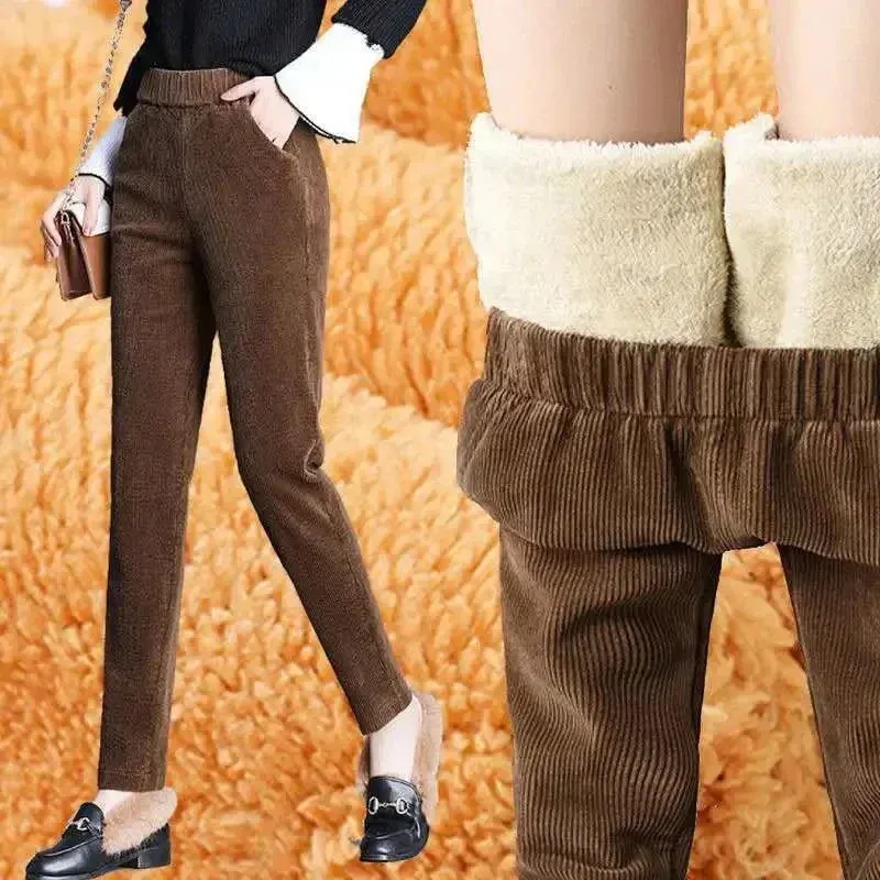Plush Corduroy Harem Pants for Cozy Autumn Style
