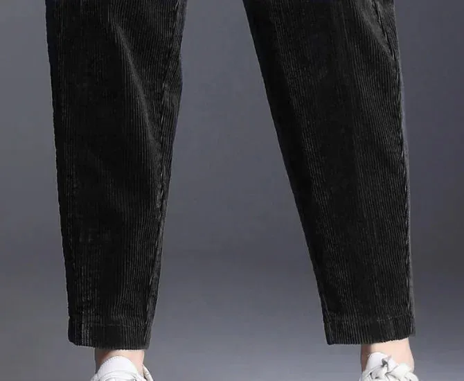 Plush Corduroy Harem Pants for Cozy Autumn Style
