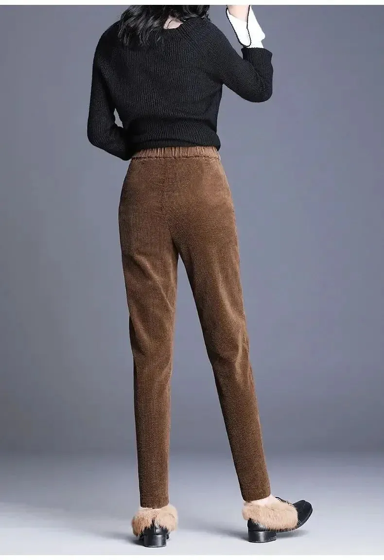 Plush Corduroy Harem Pants for Cozy Autumn Style