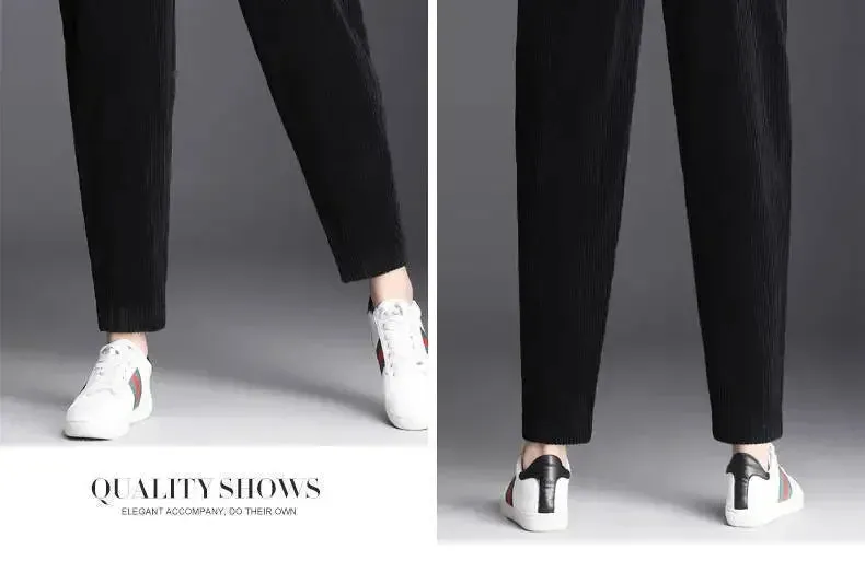 Plush Corduroy Harem Pants for Cozy Autumn Style