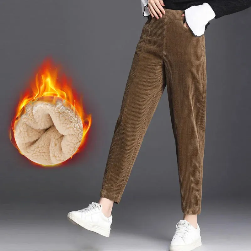 Plush Corduroy Harem Pants for Cozy Autumn Style