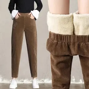 Plush Corduroy Harem Pants for Cozy Autumn Style