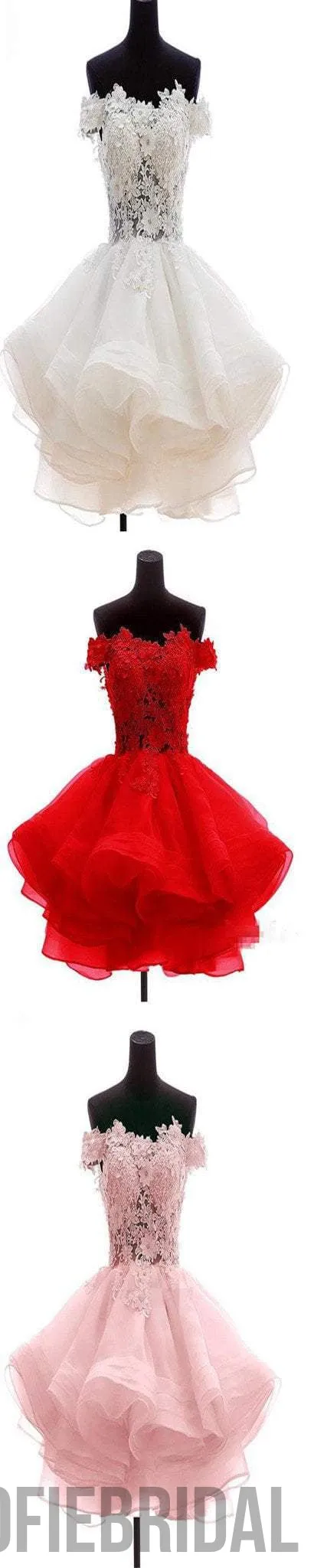 Popular lace off shoulder lovely unique casual homecoming prom gowns dresses, SF0015