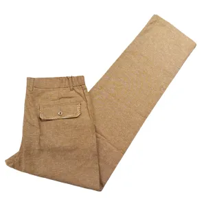 Prestige Khaki Linen Dress Pants with Contrast Stitching