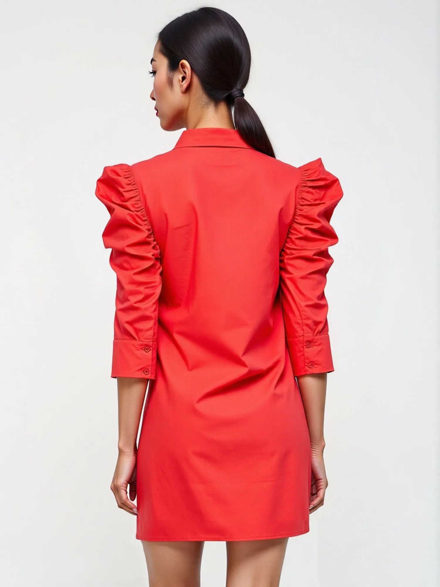 Puff Sleeve Shirt Mini Dress