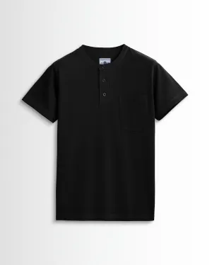 Pure Cotton Henley Pocket T shirts (Black)