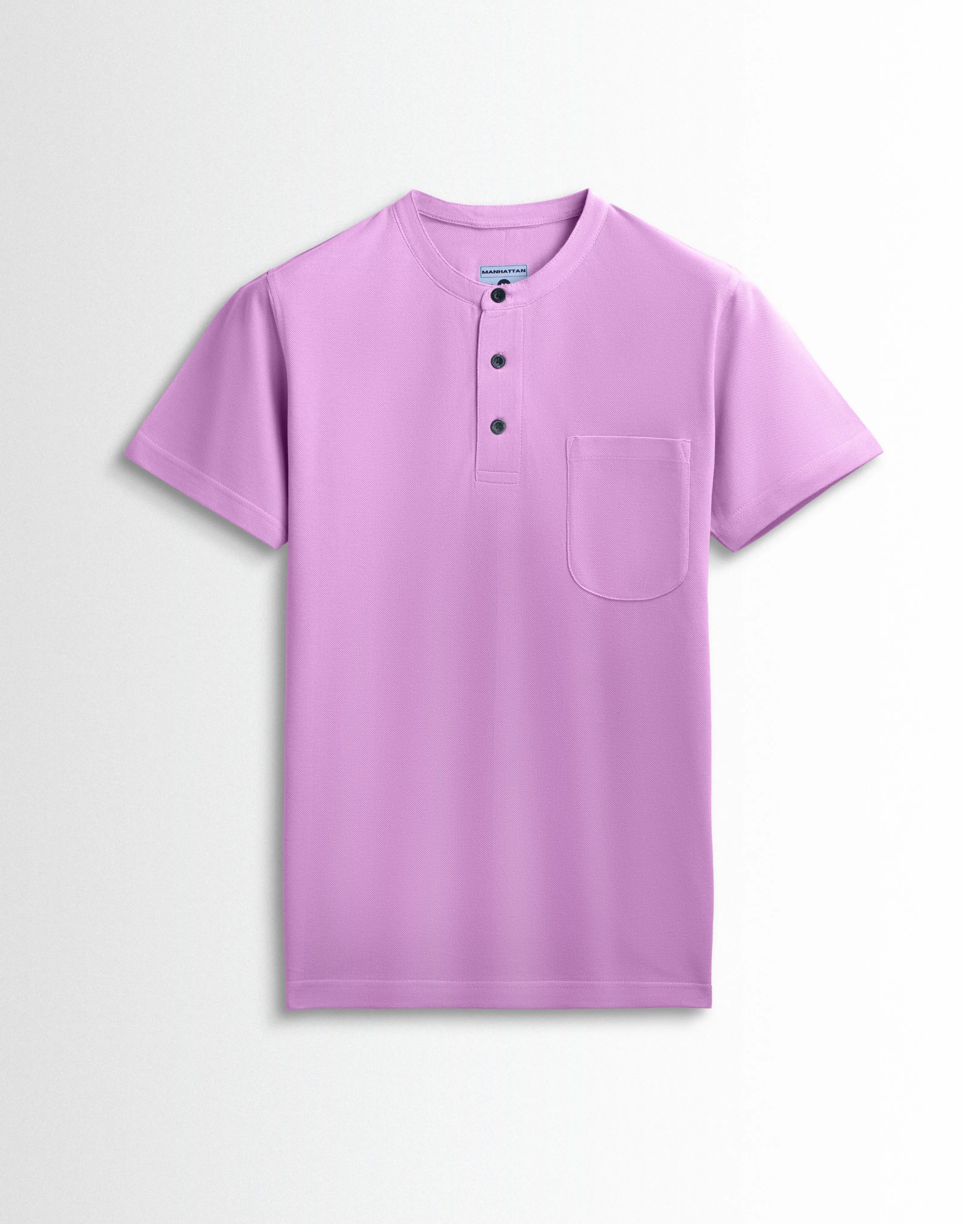 Pure Cotton Henley Pocket T shirts (Lilac)