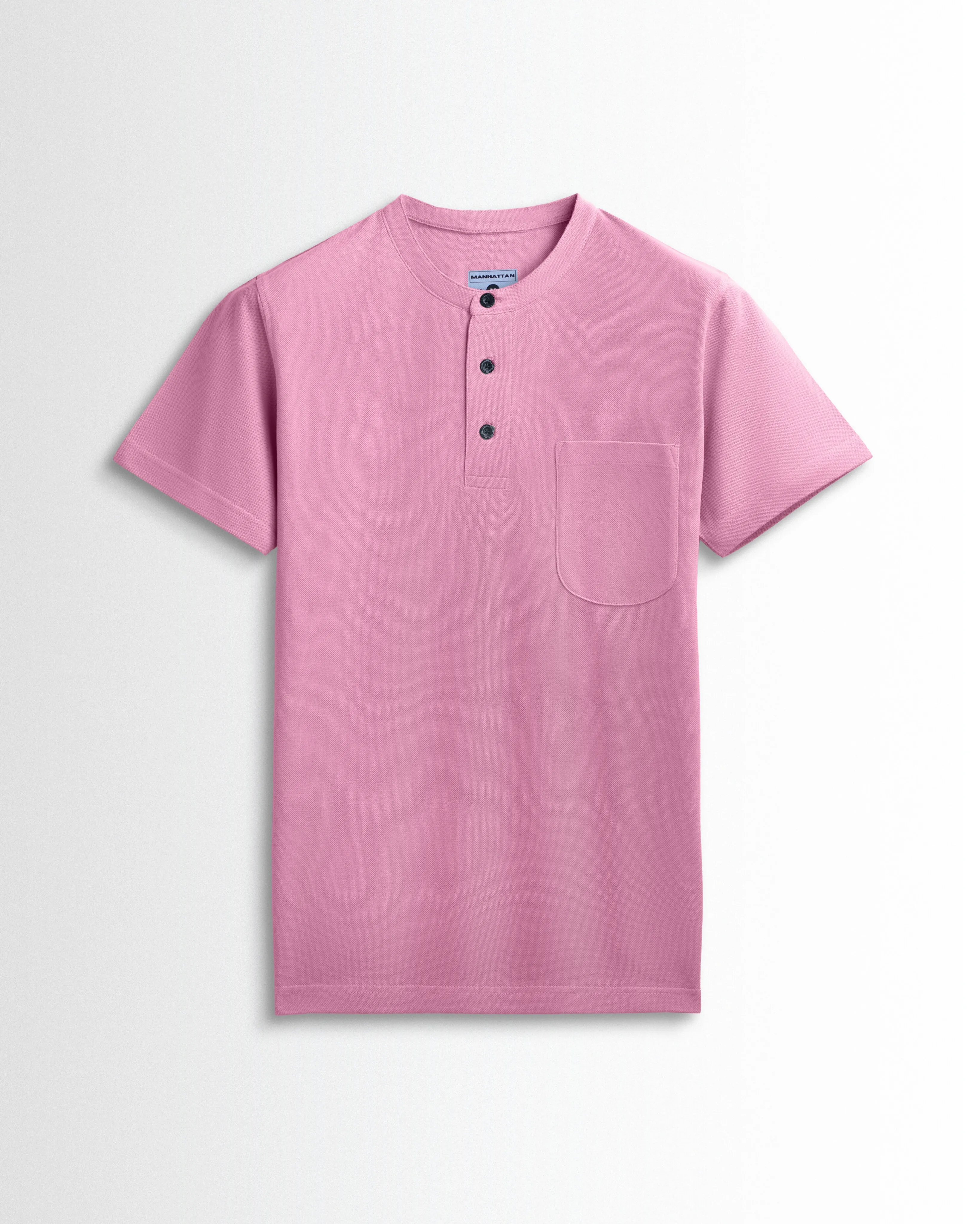 Pure Cotton Henley Pocket T shirts (Pink)