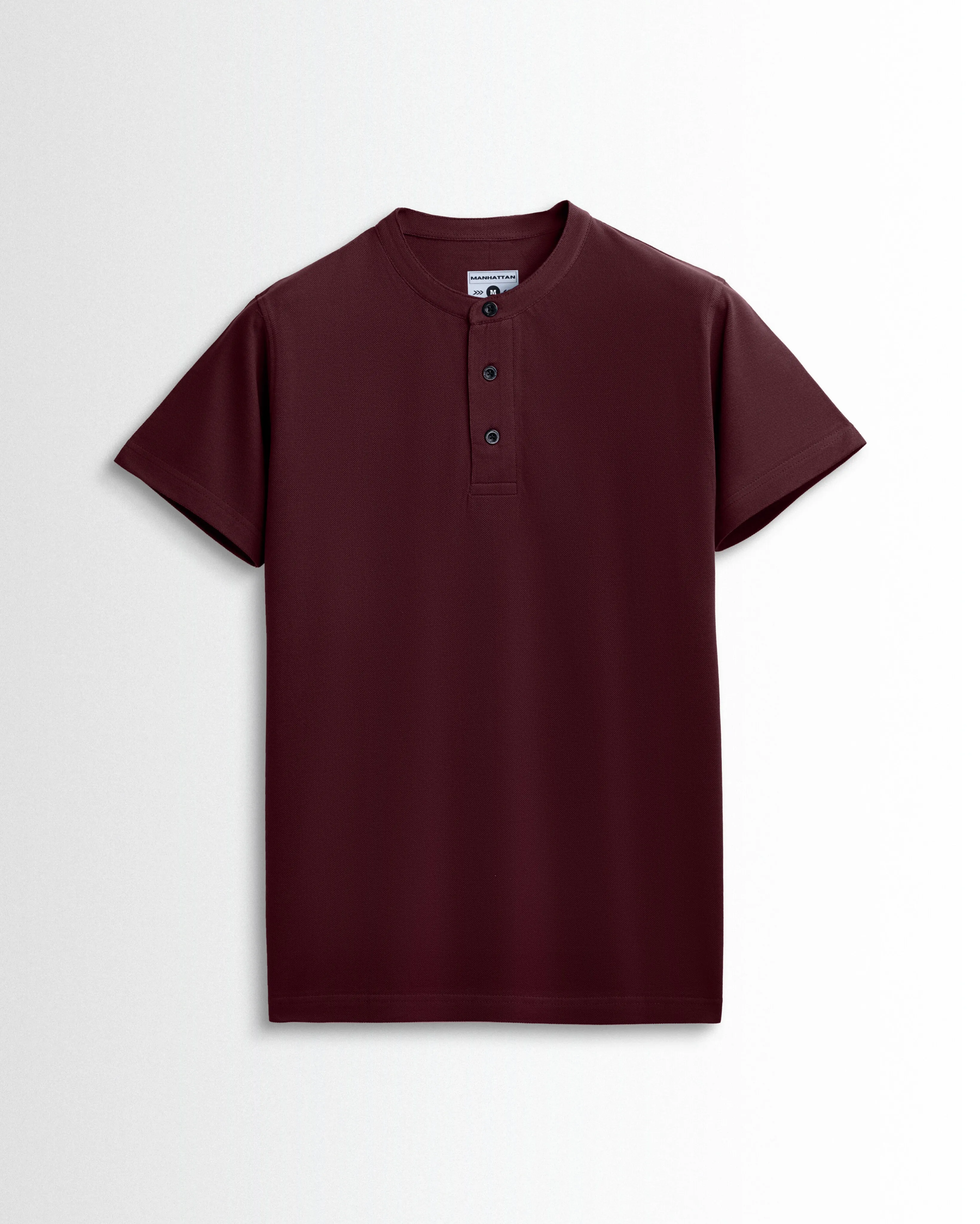 Pure Cotton Henley Without Pocket T Shirts (Maroon)