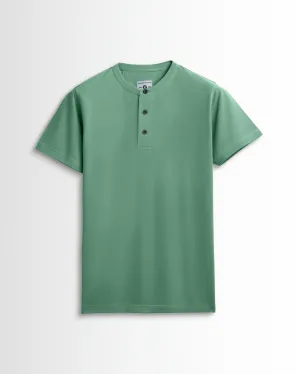 Pure Cotton Henley Without Pocket T Shirts (Olive Green)