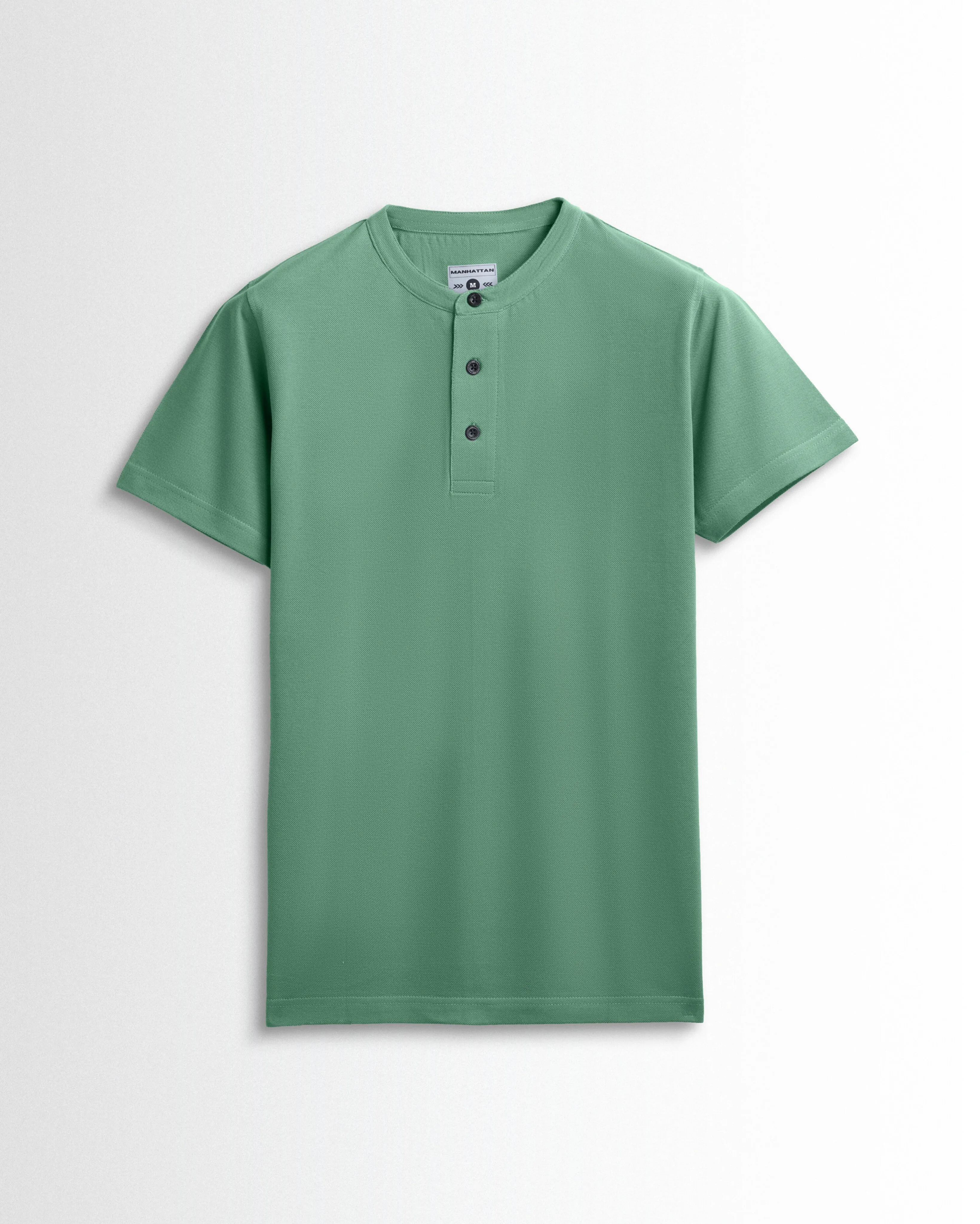 Pure Cotton Henley Without Pocket T Shirts (Olive Green)