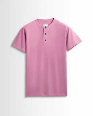 Pure Cotton Henley Without Pocket T Shirts (Pink)