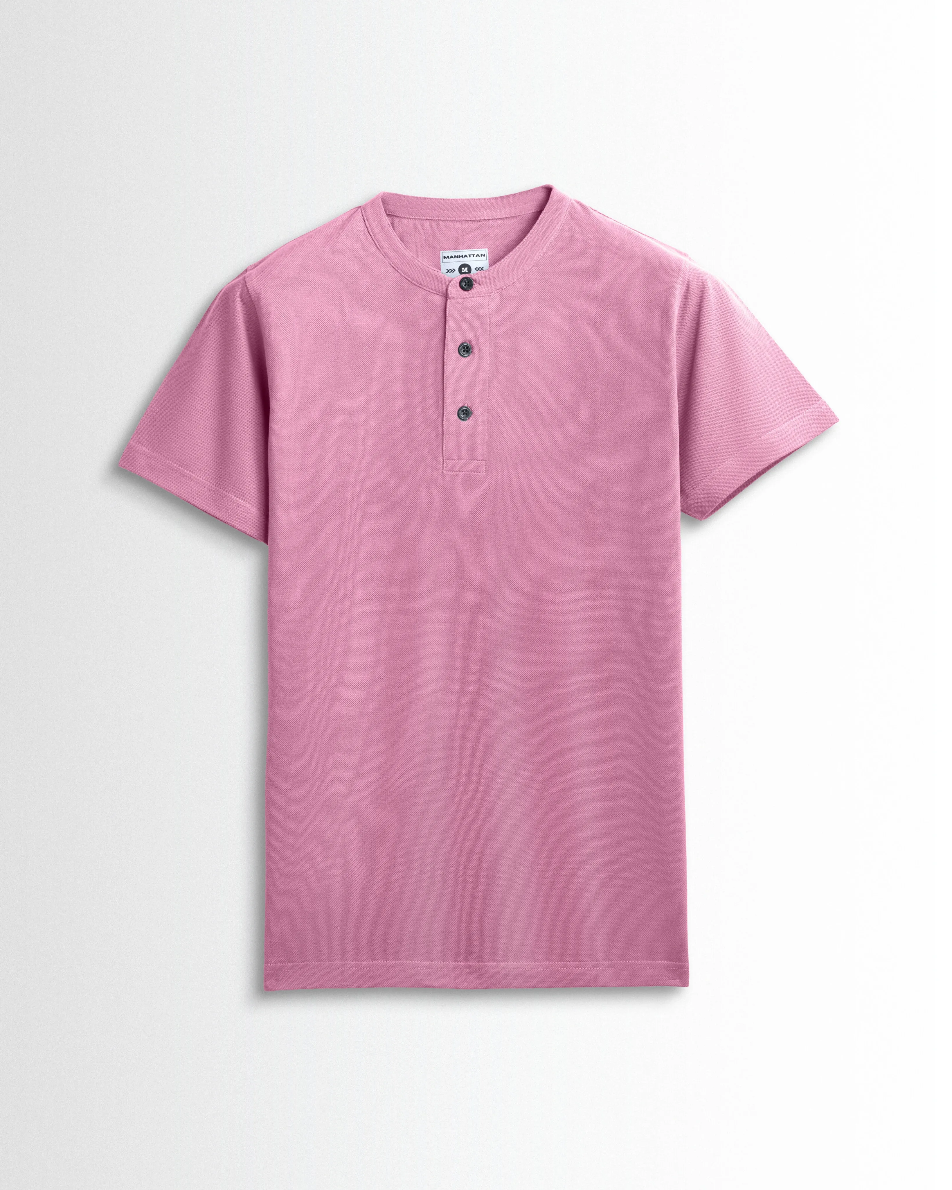 Pure Cotton Henley Without Pocket T Shirts (Pink)
