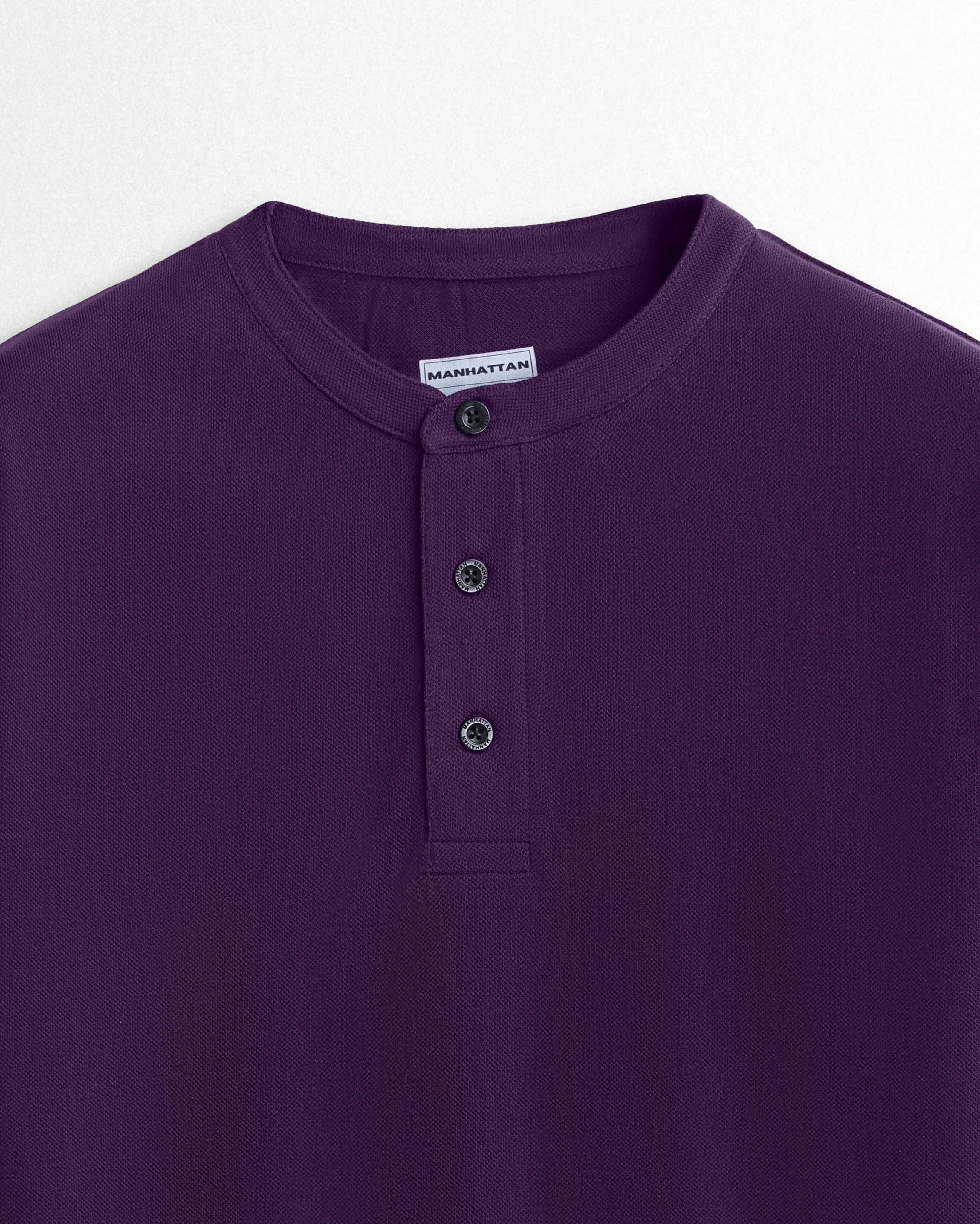 Pure Cotton Henley Without Pocket T Shirts (Purple)