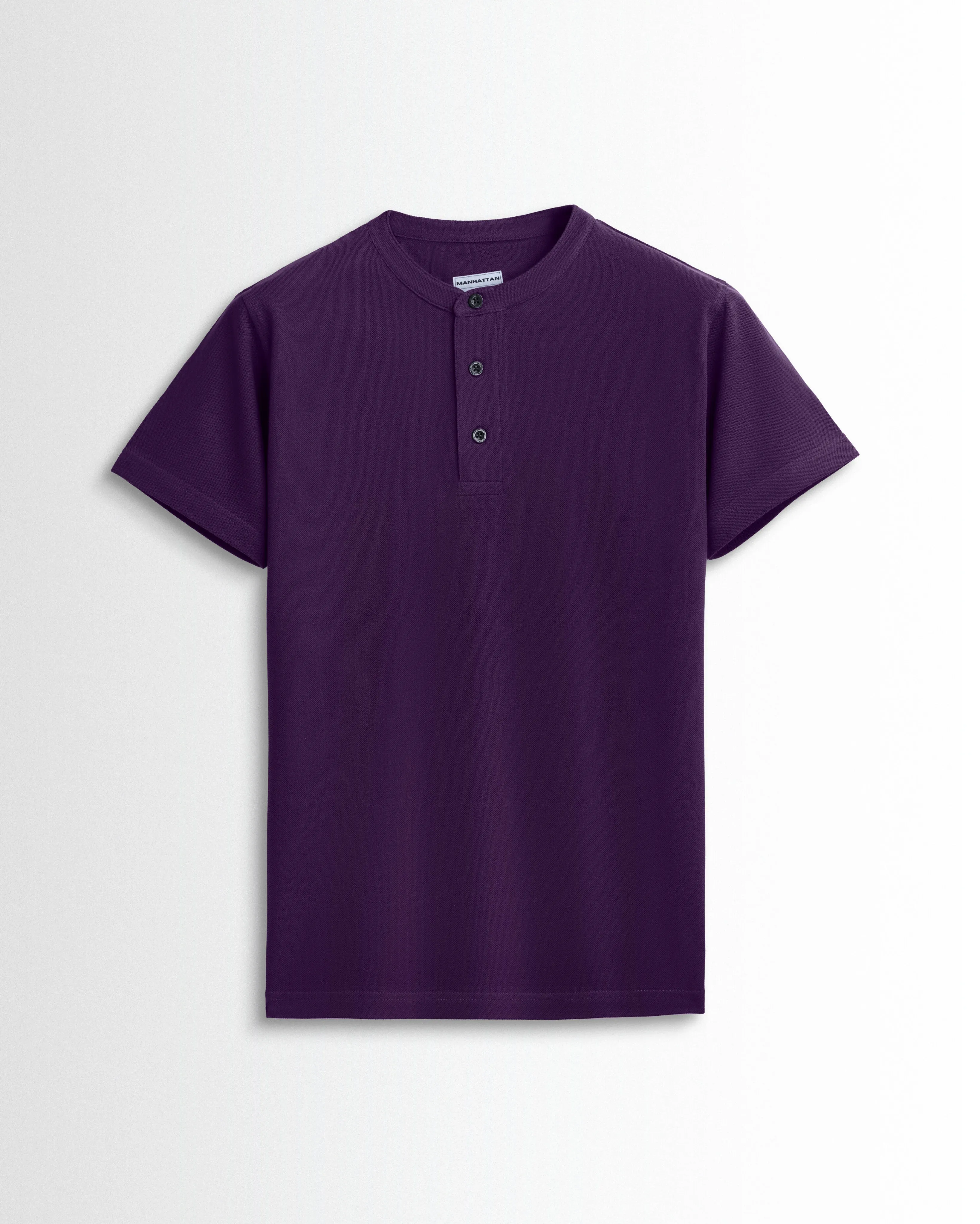 Pure Cotton Henley Without Pocket T Shirts (Purple)