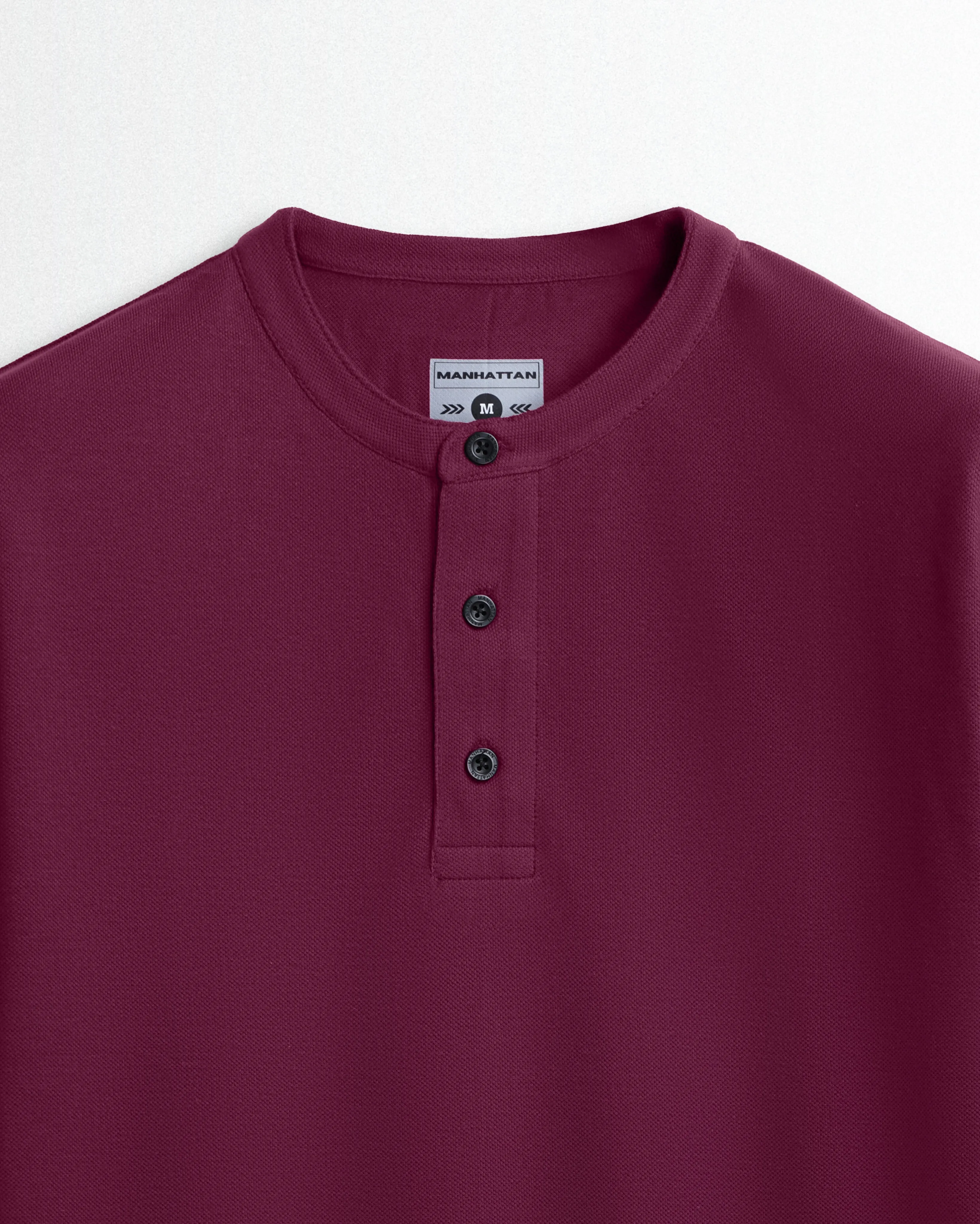 Pure Cotton Henley Without Pocket T Shirts (Wine Red)