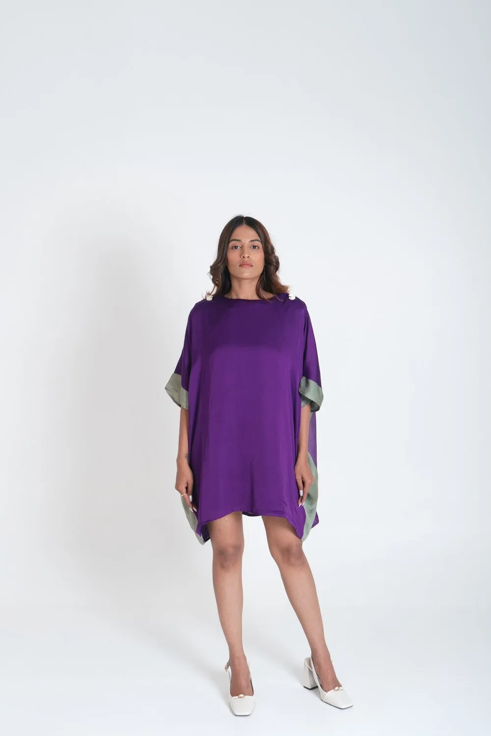Purple- Green Short Kaftan Dress