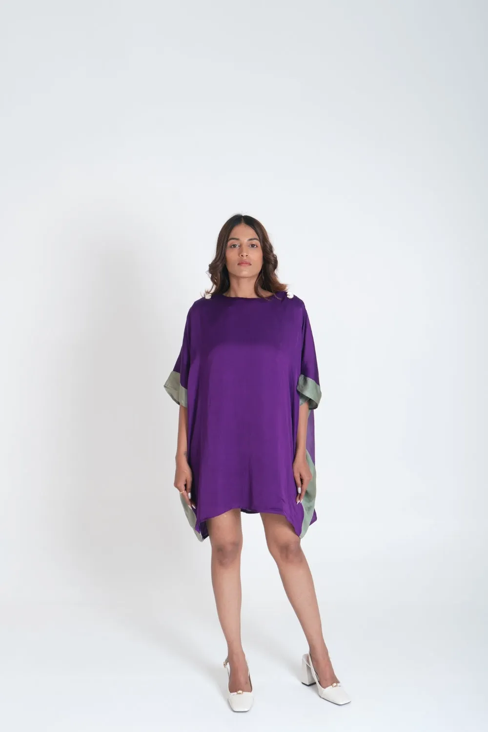 Purple- Green Short Kaftan Dress