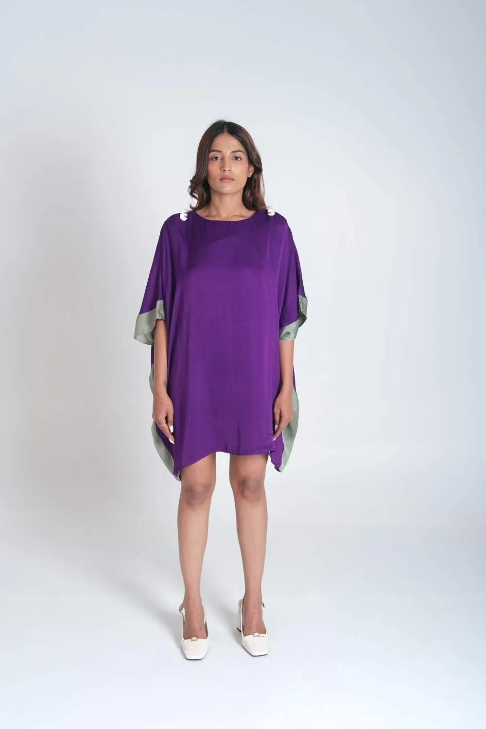 Purple- Green Short Kaftan Dress