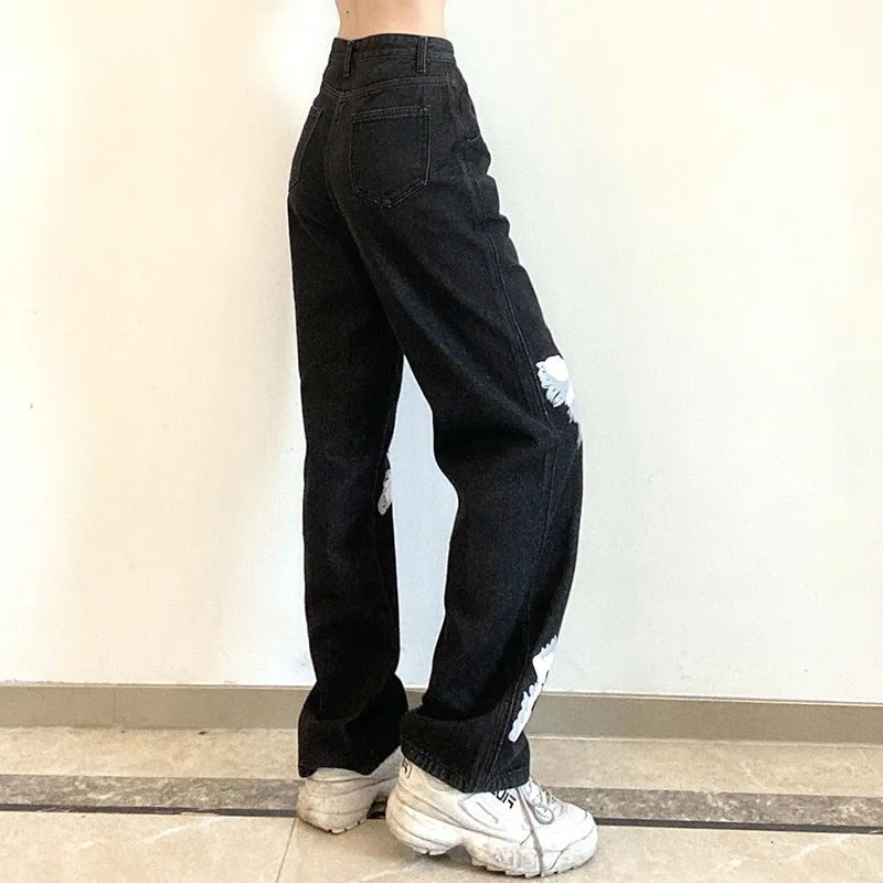 "BLACK BUTTERFLY PRINT" JEANS UB2360