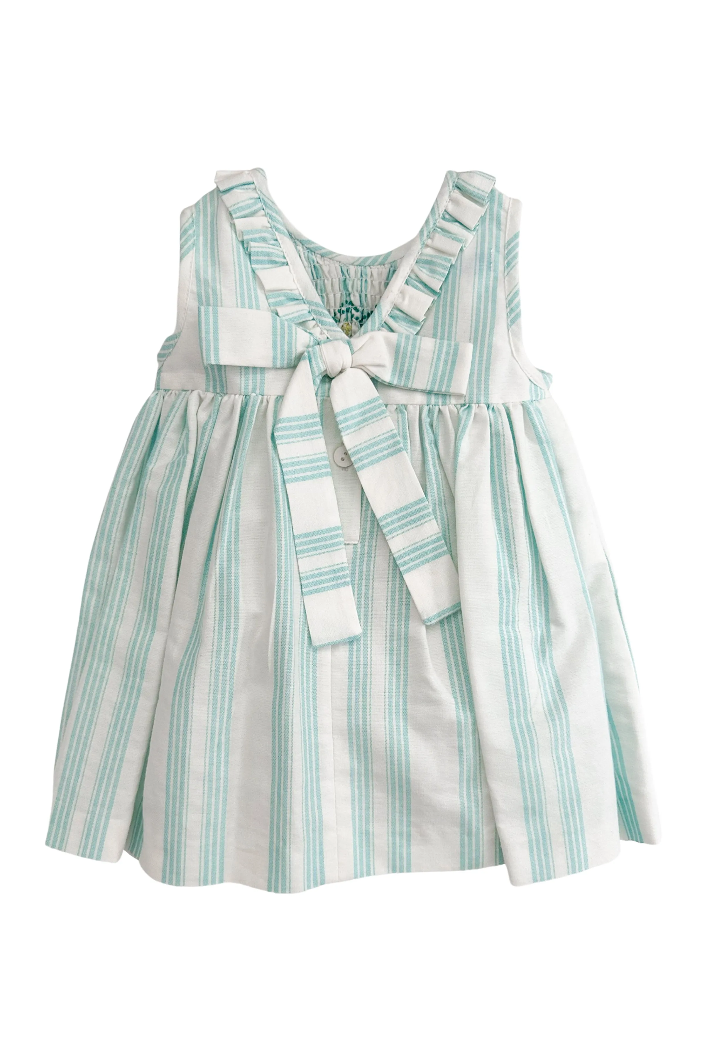 "Matilda" Turquoise Striped Smocked Dress